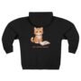 study kitten zip hoodie – cozy unisex fleece hoodie with cute reading cat illustration