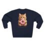 cute kitten donut crewneck sweatshirt — soft fleece everyday wear