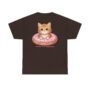 floatin’ into happiness cat t shirt | cute kitten donut graphic tee | cozy cat lover shirt