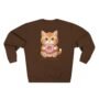 cute kitten donut crewneck sweatshirt — soft fleece everyday wear